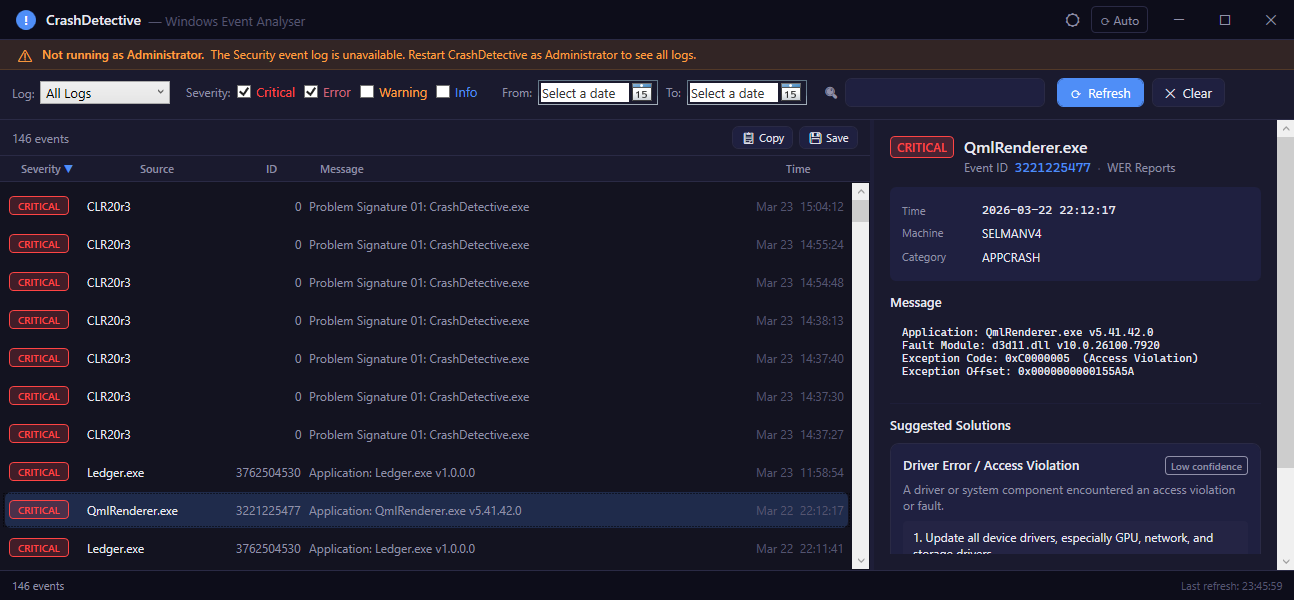 Crash Detective screenshot